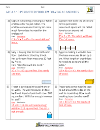 area and perimeter problem solving 1c answers word problem worksheets word problems area worksheets