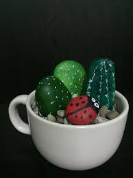 Respecto a los pinceles, depende. Paso 8 Cactus Pintados En Piedras Cactus Piedra Pintada Rocas Pintadas Ninos