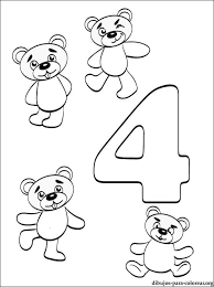 Numero 4 Para Colorear