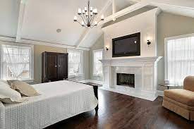 A freestanding electric fireplace stove is another great option because it's completely portable, so you can move it from room to room as you need it. 40 Luxurious Primary Bedroom Ideas Luxurious Bedrooms Gray Master Bedroom Bedroom Fireplace