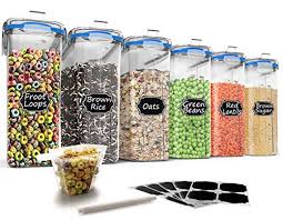 Airtight food storage containers, vtopmart 7 pieces bpa free plastic cereal containers with easy lock lids, for kitchen pantry organization and storage, include 24 labels 4.6 out of 5 stars 19,474 $27.99 $ 27. Wildone Plastic Cereal Containers Set 6 Large 16 9 Cups 135 3oz Airtight Food Storage Containers Leak Proof Bpa Free Cereal Dispenser Flour Sugar Dry Food Storage Containers With Blue Lids Pricepulse