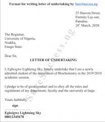 A letter of undertaking clearly explains mutually agreed upon project terms. How To Write Letter Of Undertaking For Student University Admission Suresuccess Ng