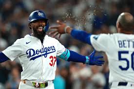 Freddie Freeman celebrating during the Dodgers' victory