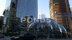 Amazon S Global Corporate Headquarters And The Spheres In Seattle Stock Footage Ad Corporate Headquarters Amazon Global South Lake Union Lake Union Seattle