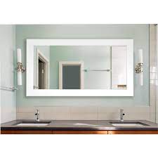 This rectangular wall mirror is enclosed in an antiqued silver frame, inspired by the classic hang this gorgeous mirror above a bedroom dresser, vanity, dining room furniture, or any other location you. 30 In W X 59 In H Framed Rectangular Bathroom Vanity Mirror In White Dv036s The Home Depot