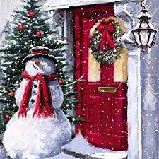Amazon Com Cypress Home Snowman Outside The Door Led Canvas Wall Decor Home Kitchen Christmas Wall Art Printables Christmas Paintings Christmas Scenes