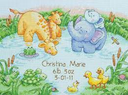 Total stitch count is 446x530. Dimensions Baby Hugs Little Pond Birth Record Crossstitchworld
