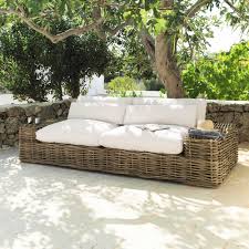Ivoorkleurige Stoffen En Rotan 3 4 Zits Tuinbank Maisons Du Monde Outdoor Sofa Rattan Sun Lounger Cushions