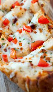 Chicken And Bacon Garlic Bread Pizza Garlic Bread Pizza Cooking Recipes Garlic Bread