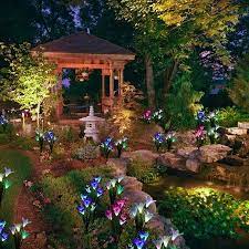 2 Pack Outdoor Solar Garden Stake Lights Coolmade Solar Powered Lights With 8 Lily Flower Multi Color Changing Led Solar Stake Lights For Garden Patio Back Solar Lights Garden Solar Garden Stakes Backyard