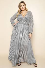 Black And White Striped Maxi Skirt Plus Size A Contemporary Plus Size Maxi Dress Features A Sheer Stripe Print Fabric With A Surplice Styling Plus Size Maxi Dresses Striped Maxi Dresses Plus Size Dresses