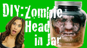 Squish your mask inside a glass jar and fill it up full with water. Diy Zombie Head In Jar Youtube