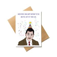 Mr Bean Funny Meme Birthday Card With Decal Sticker Etsy