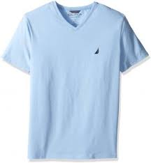 Nautica Mens Short Sleeve Solid Slim Fit V Neck T Shirt Noon Blue Xx Large