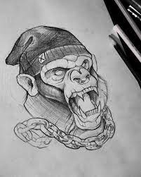Chained Monkey Tattoo Design Best Tattoo Ideas Gallery Monkey Tattoos Sketch Tattoo Design Monkey Art