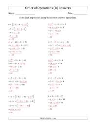 The Order Of Operations With Negative And Positive Integers Four Steps D Math Worksheet Page In 2020 Order Of Operations Negative Numbers Worksheet Math Worksheets