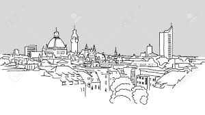 Leipzig Skyline Vector Outline Sketch With Grey Background Affiliate Vector Skyline Leipzig Outline Vector Character Design Outline Design Reference