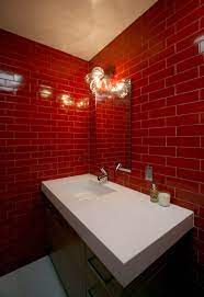 It made sense historically…it was cheap to make, inoffensive and looked clean. The Granite Gurus January 2011 Bathroom Red Bathroom Decor Red Bathroom Decor
