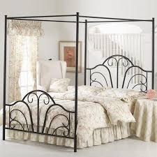 Full Queen King Size Black Metal Canopy Bed Frame Scroll Headboard Footboard Ebay