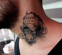 Neck Tattoos For Men Are A Bit Special Since They Can Be Seen Even When You Have Your Clothes On This Small Neck Tattoos Neck Tattoo For Guys Monkey Tattoos