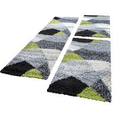 Siela teppich deutsch siela teppich english siela teppich turkish. Bettumrandung Laufer Hochflor Shaggy Teppich Weich Grun Grau Lauferset 3 Tlg Ebay