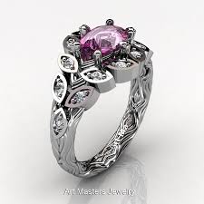 This rare gemstone ranges from soft pink shades through to a vivid hot pink making a beautiful choice for an engagement ring, to celebrate a special anniversary or as a unique gift to yourself. Art Masters Nature Inspired 14k White Gold 1 0 Ct Oval Pink Sapphire Diamond Leaf And Vine Solitaire Ring R267 14kwgdps Art Masters Jewelry