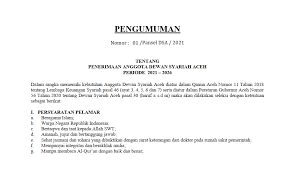I like to share my knowledge and experience. Penerimaan Anggota Dewan Syariah Aceh Periode 2021 2026