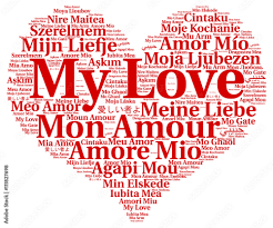 My love word cloud in different languages Stock Illustration 