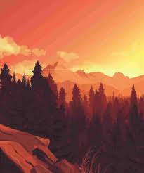 Draw a similar curved valley on the opposite side of your drawing; Mountain Sunset Drawing At Paintingvalley Com Explore Collection Of Mountain Sunset Drawing
