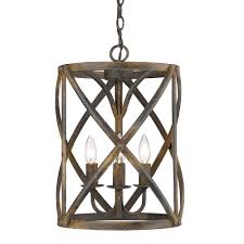 Golden Lighting Alcott Collection 3 Light Antique Black Iron Pendant 0890 3p Abi The Home Depot