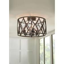 All the style and glamour of a chandelier in a fixture that hugs the ceiling. Home Decorators Collection Tessali 16 In 3 Light Bronze Prismatic Glass Flush Mount Ceiling Light 20364 001 The Home Depot Kitchen Ceiling Lights Flush Mount Ceiling Lights Ceiling Lights