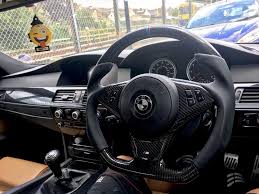 A forum community dedicated to bmw owners and enthusiasts. Bmw E60 Custom Steering Wheel Now Fitted Amazing Carbon Fibre Wheel With Mpower Ring At 12 O Clock And Stitching Find Us On Facebook Steering Wheel Bmw Wheel