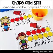 Shake And Spill Compose And Decompose 5 And 10 Math Addition Elementary Math Preschool Math