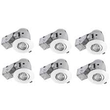 Globe Electric 3 In White Recessed Swivel Spotlight Trim Lighting Kit With Dimmable Downlight 6 Pack 90677 The Home Depot
