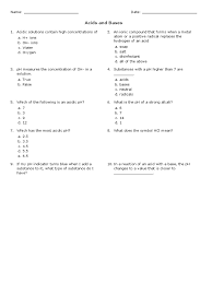 Worksheet to accompany the lesson acids, bases and ph. Acids And Bases Grade 9 Free Printable Tests And Worksheets Helpteaching Ph Acid