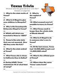 Texas joined the union way back in 1845, but it's had a much longer history than that with more stuff going on than you can shake a stick at. Printable American Games Texas Trivia Texas Party American Games