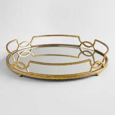 H clear/gold glass table with removable glass tray for serving purposes, home decor. Gold Mirrored Tabletop Tray World Market