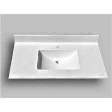 Opt for a granite top to give an impeccable style to your decor. The Marble Factory Carrara Marble Engineered Vanity Top Rectangular Sink 37 In X 22 In White Lowe S Canada