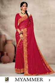 Buy Ronisha Myammer Fancy Wear Silk Embroidery Saree Collection.