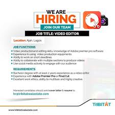 Video editor writing a great video editor cover letter is an important step in your job search journey. We Are Hiring Video Editor Tribitat Real Estate Facebook