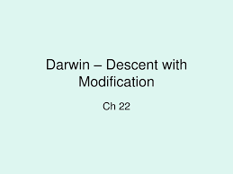 Descent of all organisms from an ancestor that lived in the past; Ppt Darwin Descent With Modification Powerpoint Presentation Free Download Id 3274873