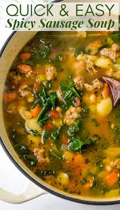 Tuscan Sausage Soup With White Beans And Kale Recipe Sausage Soup Recipes Sausage Soup Spicy Sausage Soup
