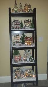Christmas Village On My Tiered Ladder Shelf Love How This Turned Out Christmas Villages Christmas Tree Village Christmas Village Display