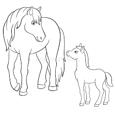 Simple horse coloring page horses coloring page to print and color : Coloring Pages Farm Animals Mother Horse With Foal Stock Vector Illustration Of Coloring Animal 74403798
