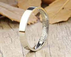 Your Actual Finger Print Rings Handmade Flat Plain Finger Print Ring Female Ring Wedding Band Women Ring Titanium Ring Anniversary Ring Fingerprint Jewelry Women Rings Handmade Ring