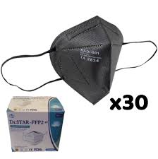 Such masks cover the nose, mouth and chin and may have inhalation and/or exhalation valves. Masque Ffp2 Kn95 Noir Dental Elite