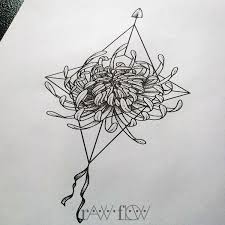 Chrysanthemum With Minimalist Compass And Arrow Background Chrysanthemum Tattoo Crysanthemum Tattoo Body Art Tattoos