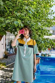 ファション シャツワンピース 折り襟 半袖 チェク柄 着心地良い 着痩せ 大きいサイズ オリジナルデザイン ロングワンピース グリーン ファッションスタイル ファッションアイデア グリーン ワンピース