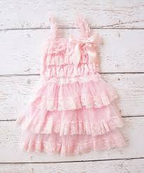 Posh Peanut Pink Lace Ruffle Tier Dress Girls