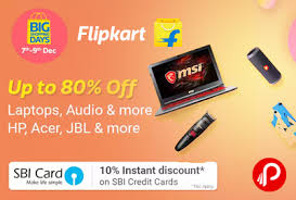 Check spelling or type a new query. Flipkart Big Shopping Days Is Offering Upto 80 Off On Laptops Audio Hp Acer Jbl Sbi Card 10 Instant Discount On Sbi Credit Cards Jbl Audio Cards